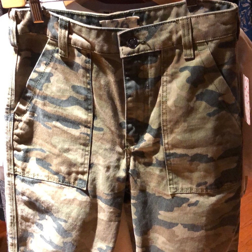 Free People Camo Capri Jean